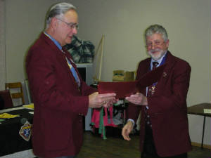 KOFC 4949 VIP Arward for Sir Knight David Elrick presented by Grand Knight Guenter A. Rieger.